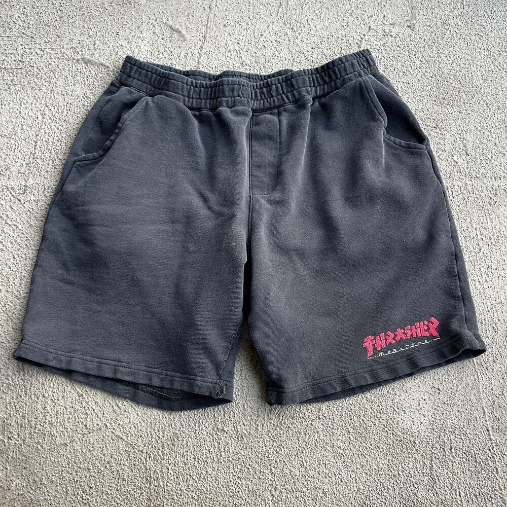 Thrasher Black Fleece Sweat Shorts Skate Streetwear Graphic Logo